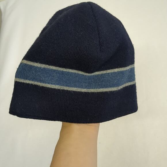 Carhartt Navy Blue Beanie with Light Blue Stripe kids hat - Picture 4 of 4